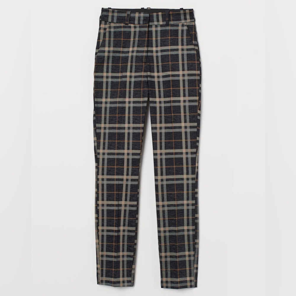 Elastic waist plaid slacks 8 regular